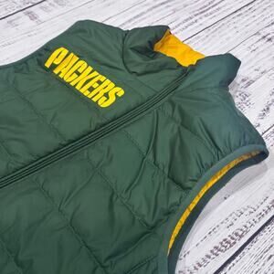 Nike NFL Team Green Bay Packers Reversible Puffer Vest Men’s Small Green/Gold